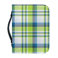 Lime And Blue Madras Plaid Print Leather Bible Cover