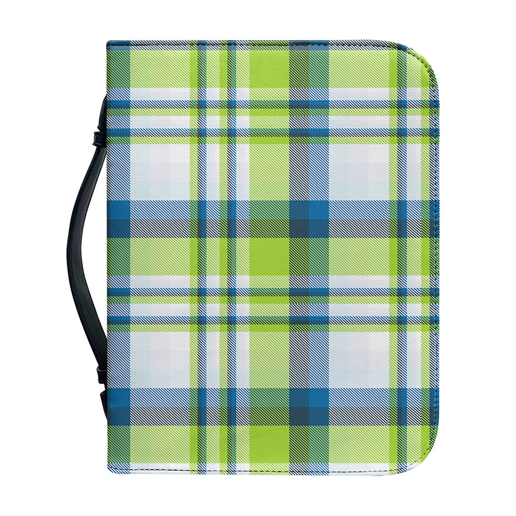 Lime And Blue Madras Plaid Print Leather Bible Cover