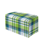 Lime And Blue Madras Plaid Print Leather Tissue Box Cover