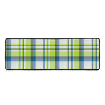 Lime And Blue Madras Plaid Print Long Kitchen Mat