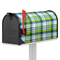 Lime And Blue Madras Plaid Print Mailbox Cover