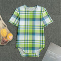 Lime And Blue Madras Plaid Print Men's Bodysuit