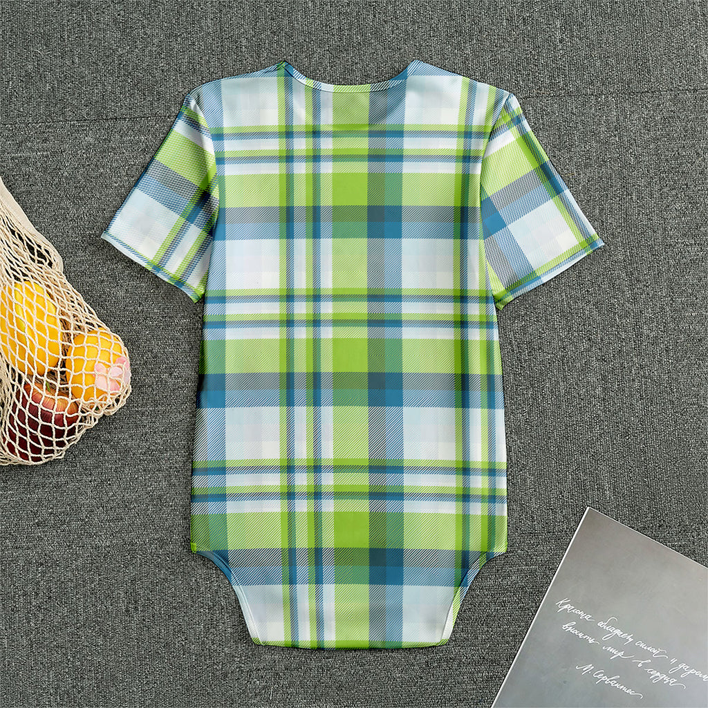 Lime And Blue Madras Plaid Print Men's Bodysuit