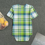 Lime And Blue Madras Plaid Print Men's Bodysuit