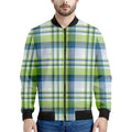 Lime And Blue Madras Plaid Print Men's Bomber Jacket