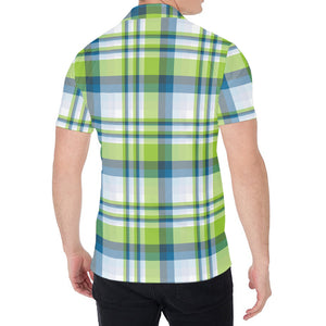 Lime And Blue Madras Plaid Print Men's Shirt