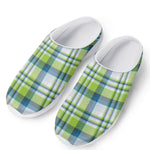 Lime And Blue Madras Plaid Print Mesh Casual Shoes