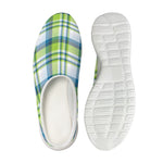 Lime And Blue Madras Plaid Print Mesh Casual Shoes