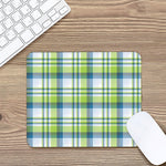 Lime And Blue Madras Plaid Print Mouse Pad