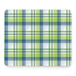 Lime And Blue Madras Plaid Print Mouse Pad
