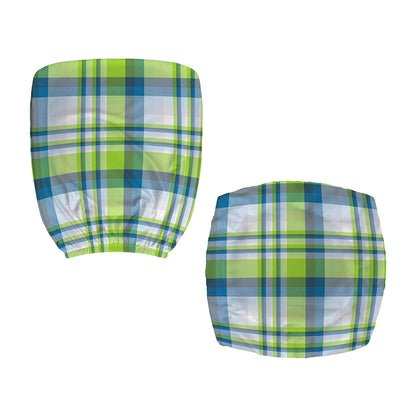 Lime And Blue Madras Plaid Print Office Chair Cover