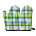 Lime And Blue Madras Plaid Print Oven Mitts