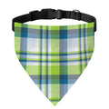 Lime And Blue Madras Plaid Print Over The Collar Dog Bandana