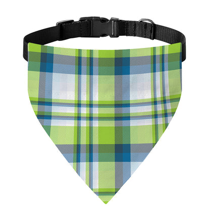 Lime And Blue Madras Plaid Print Over The Collar Dog Bandana
