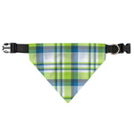 Lime And Blue Madras Plaid Print Over The Collar Dog Bandana