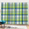 Lime And Blue Madras Plaid Print Pencil Pleat Curtains