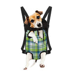 Lime And Blue Madras Plaid Print Pet Carrier Backpack