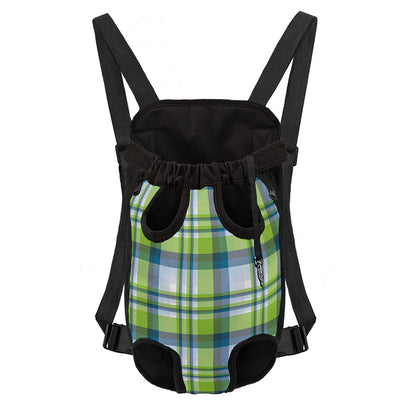 Lime And Blue Madras Plaid Print Pet Carrier Backpack