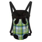 Lime And Blue Madras Plaid Print Pet Carrier Backpack