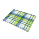 Lime And Blue Madras Plaid Print Pet Cooling Mat Cover