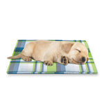 Lime And Blue Madras Plaid Print Pet Cooling Mat Cover