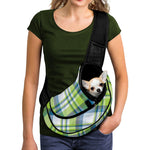 Lime And Blue Madras Plaid Print Pet Sling Carrier