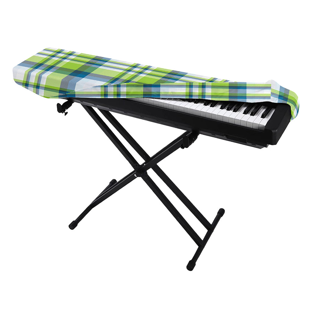 Lime And Blue Madras Plaid Print Piano Keyboard Cover