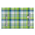 Lime And Blue Madras Plaid Print Placemat