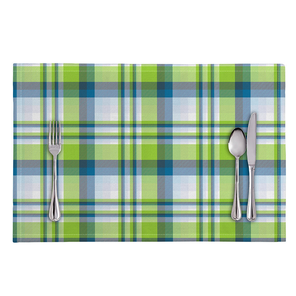 Lime And Blue Madras Plaid Print Placemat
