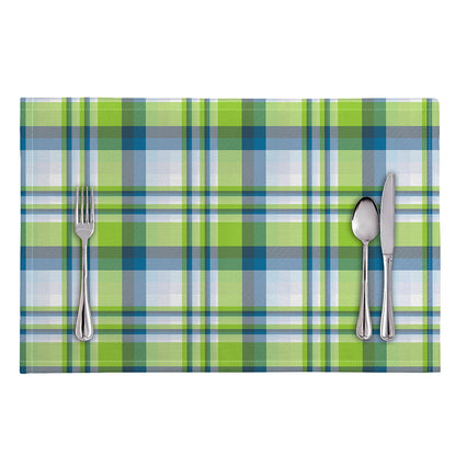 Lime And Blue Madras Plaid Print Placemat