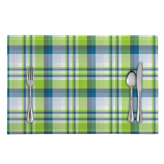 Lime And Blue Madras Plaid Print Placemat