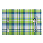 Lime And Blue Madras Plaid Print Placemat