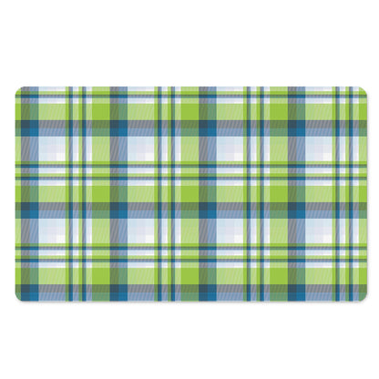 Lime And Blue Madras Plaid Print Polyester Doormat
