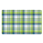 Lime And Blue Madras Plaid Print Polyester Doormat