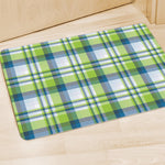 Lime And Blue Madras Plaid Print Polyester Doormat