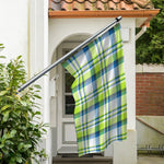 Lime And Blue Madras Plaid Print Polyester Flag