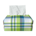 Lime And Blue Madras Plaid Print Rectangle Tissue Box Cover