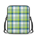 Lime And Blue Madras Plaid Print Rectangular Crossbody Bag