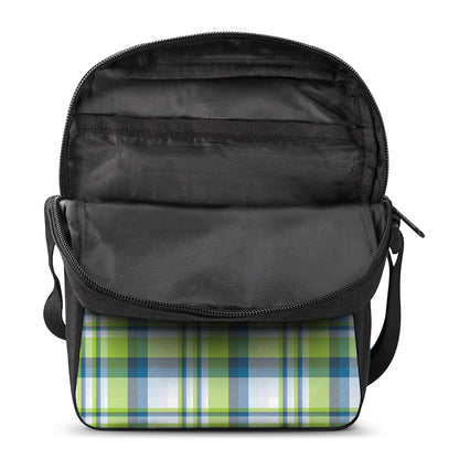 Lime And Blue Madras Plaid Print Rectangular Crossbody Bag
