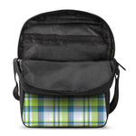 Lime And Blue Madras Plaid Print Rectangular Crossbody Bag