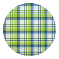 Lime And Blue Madras Plaid Print Round Blanket