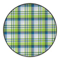 Lime And Blue Madras Plaid Print Round Floor Mat