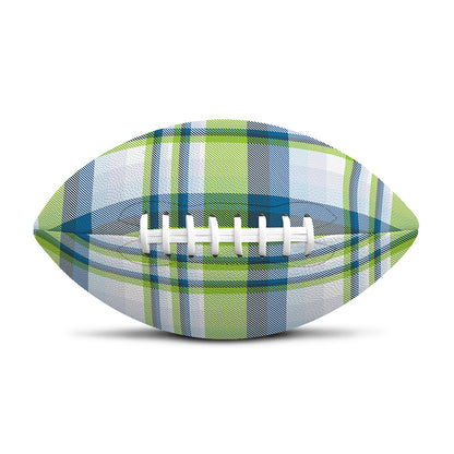 Lime And Blue Madras Plaid Print Rugby Ball