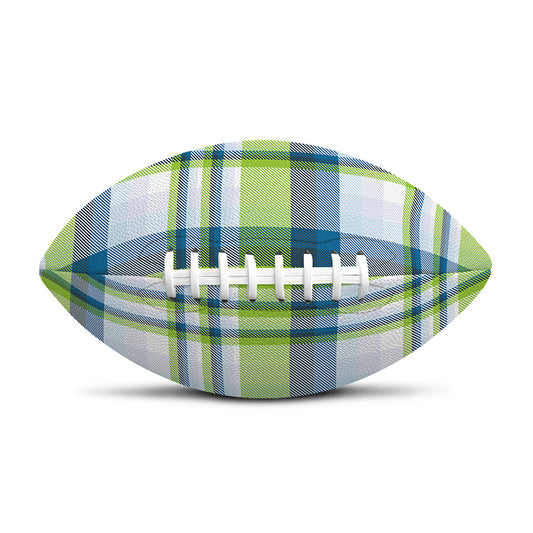 Lime And Blue Madras Plaid Print Rugby Ball