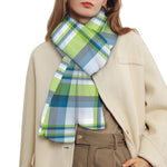 Lime And Blue Madras Plaid Print Scarf
