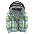 Lime And Blue Madras Plaid Print Sherpa Lined Zip Up Hoodie