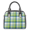 Lime And Blue Madras Plaid Print Shoulder Handbag