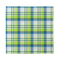 Lime And Blue Madras Plaid Print Silk Bandana