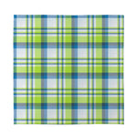 Lime And Blue Madras Plaid Print Silk Bandana