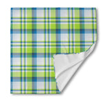 Lime And Blue Madras Plaid Print Silk Bandana